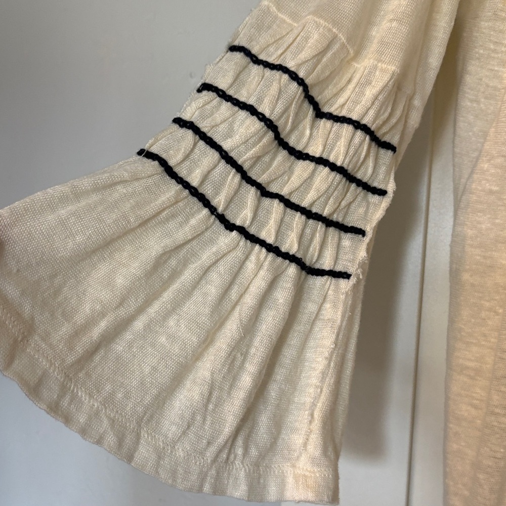 Sundance Linen Striped Cream Women's Top Size L - Picture 5 of 9